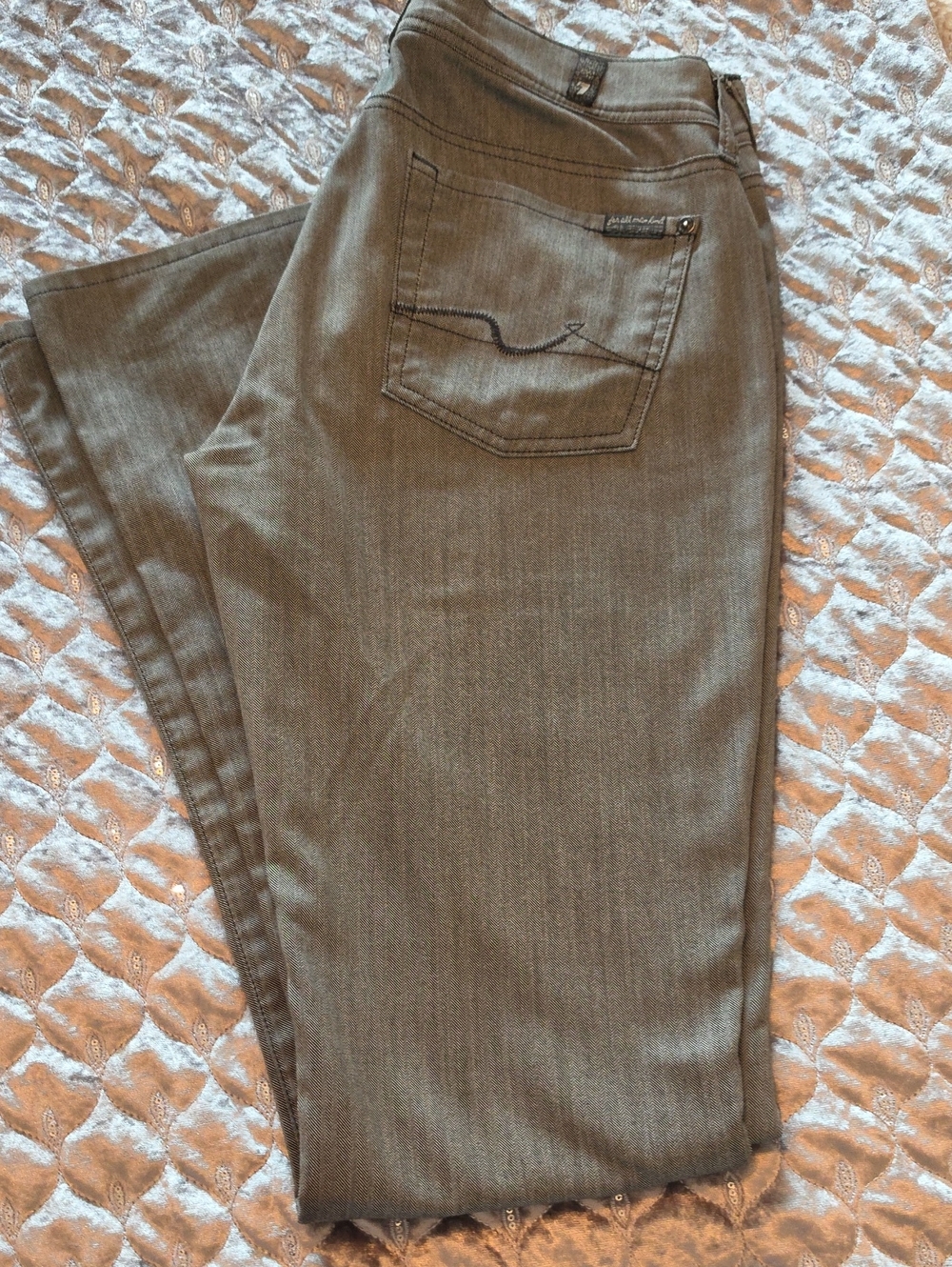 Rare Herringbone Gray Jeans with Back Pocket Stitch - 7 For All Mankind